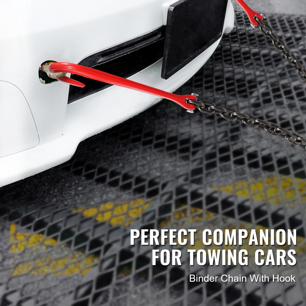 SucceBuy G80 V Bridle Chain Towing Chain Bridle with 15" J Hooks & Grab Hooks Transport Tow Chains for Flatbed Trailer Wrecker