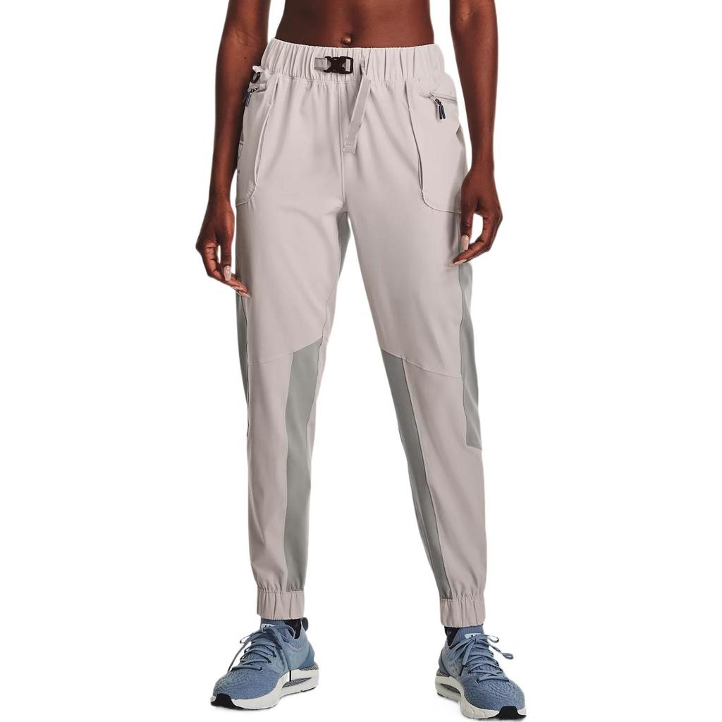 Under Armour Solid Color Elastic Waist Casual Cuffed Sports Pants Women Bottoms Gray 1374474-592