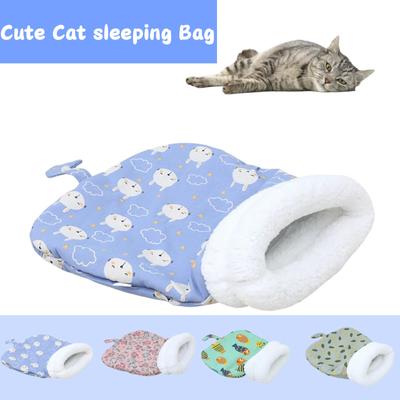 Sleeping Bag For Indoor Cats Comfortable Winter Sleeping Bag Soft Plush Bag Self-Warming Bed Cave Tunnel Soothing Sleeping Bag