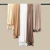 Luxurious Cotton Hijab Scarf for Women Breathable Comfortable Ruffled Trim Head Wrap Shawl Wrap for Culture Event Wear