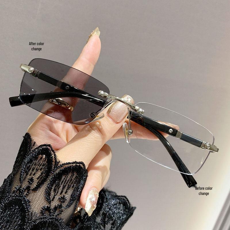 Hochwertige Metallbrille für Herren mit lichtempfindlichen Farbwechselgläsern, Blaulichtfilter, Myopie-kompatibel, mit Sehstärke erhältlich, Unisex-Design.