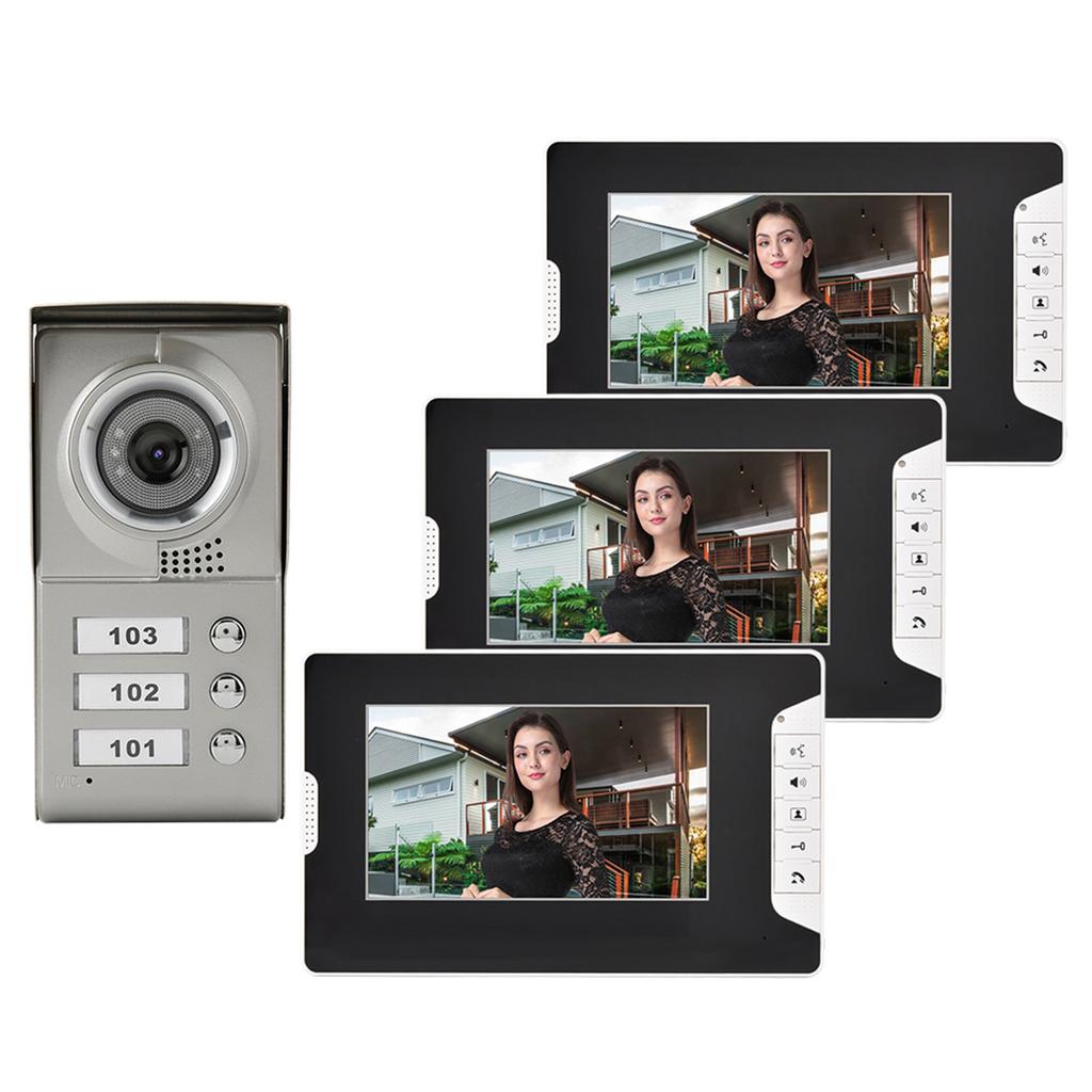 Apartment 3 Units Wired Video Door Phone Audio Visual Doorbell Intercom Entry System