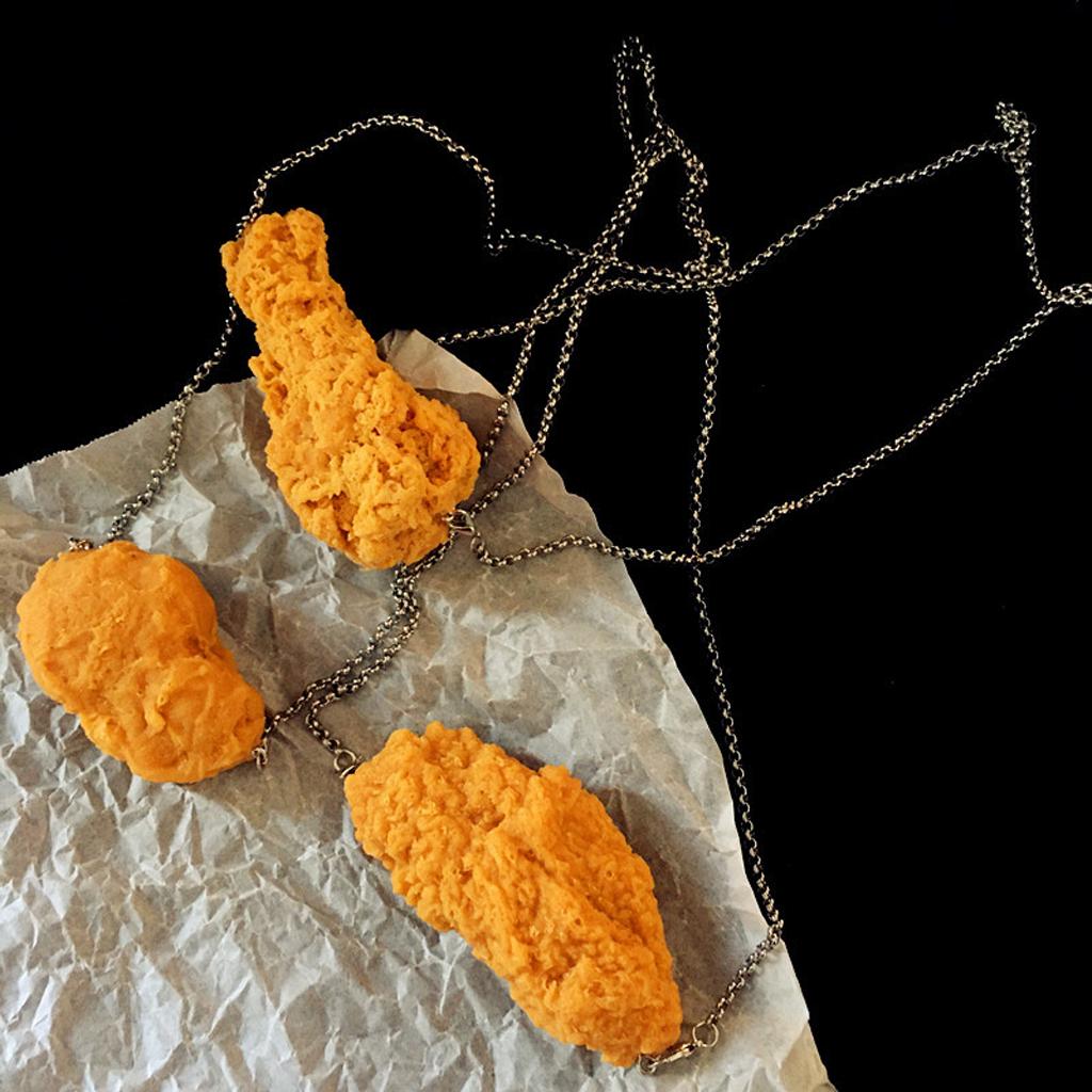 Simulation Fried Chicken Pendant Necklace Lovely Funny Realistic Food Jewelry