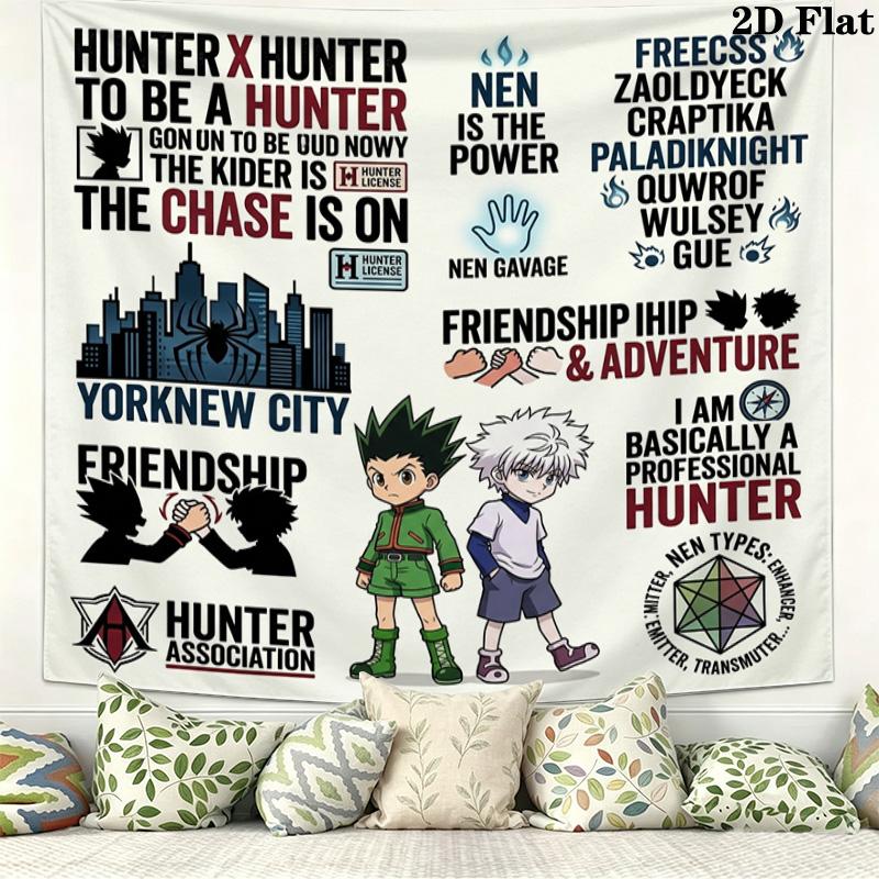 Hunter X Hunter Wall Tapestry Aesthetic Wall Hanging Printed Fabric Blanket Decorative Tapestries For Bedroom Living Room Home Decor