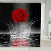 Rose Shower Curtain for Girls Couple Valentines Day Gift Romantic Floral Bath Curtain Botanical Flower Nature Bathroom Curtain