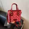 Bag women's spring and summer new contrasting color bucket bag casual red handbag embroidered women's bag wedding bag