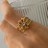 3pcs/Set Elegant 18K Gold Color Adjustable Size Threaded Ring Accessory Stylish Finger Accessories for Fashionistas