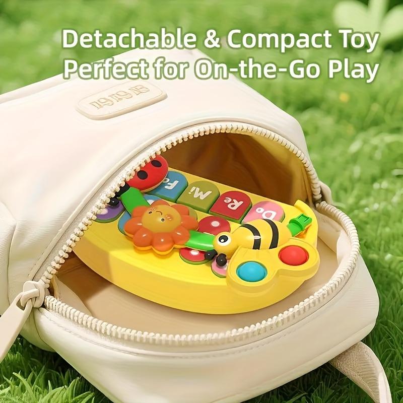 פסנתר צעצוע מוזיקלי עם 4 מצבים בנושא חרקים, עם אורות, כלי לתרגול אצבעות לתינוקות, פעוטות, מקלדת אלקטרונית לאימון חושי, מופעל על ידי סוללות