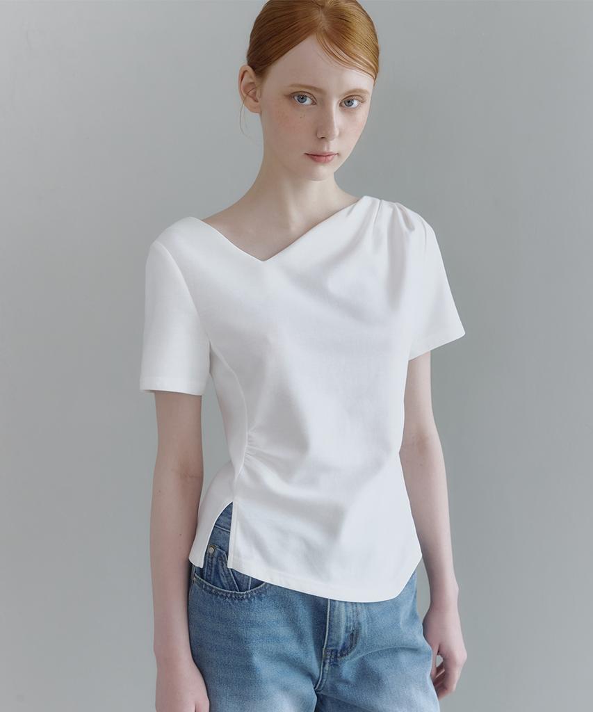 MICANE Meli Shirring Slit Tee - Half.Ver