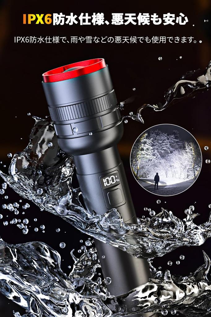 Lumens LED Flashlight with Smartphone IPX6 4 Modes of Battery Level Ideal for Night Nighttime Power and Evacuations Ultra-Bright 30,000 5,000mAh