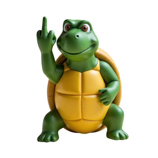 Middle Finger Turtle Figurine Resin Cartoon Turtle Statue Desk Buddy Hand-Painted Turtle