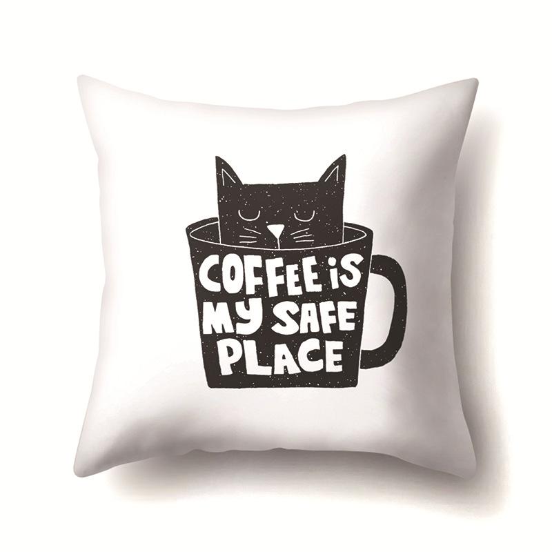 

Nordic Style Ins Illustration Graffiti Polyester Pillowcase Car Decoration Home Printed Waist Rest Pillowcase No pillow core