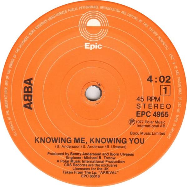 

7inch Record ABBA - Knowing Me, Knowing You EPC4955 Epic 1977 UK Pop Used