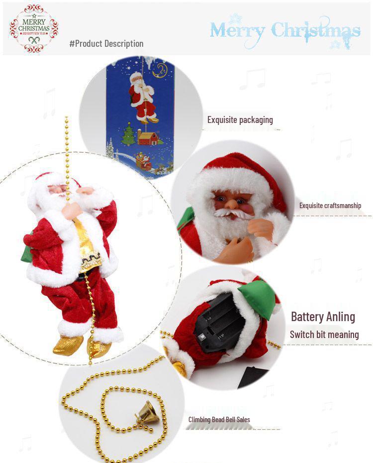 Electric Musical Climbing Santa & Reindeer Cart – Creative Christmas Decoration & Gift