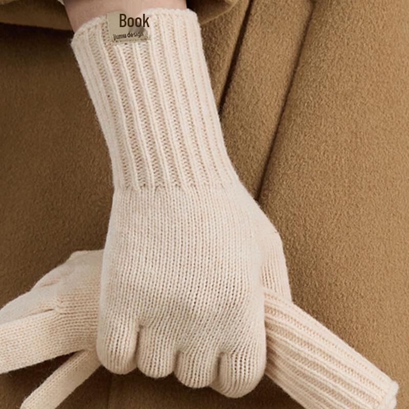 

JIUMU Women s Autumn/Winter Pure Wool Warm Knit Gloves One Size