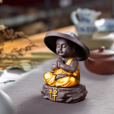 Buddha-Statue sitzend Sammlerfigur Meditationsskulptur Teetier