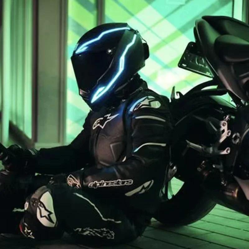 Vodotěsná LED studená světelná lišta EL samolepka 4 blikající výstražná světla sada helmy pro noční jízdu na motocyklu/kole