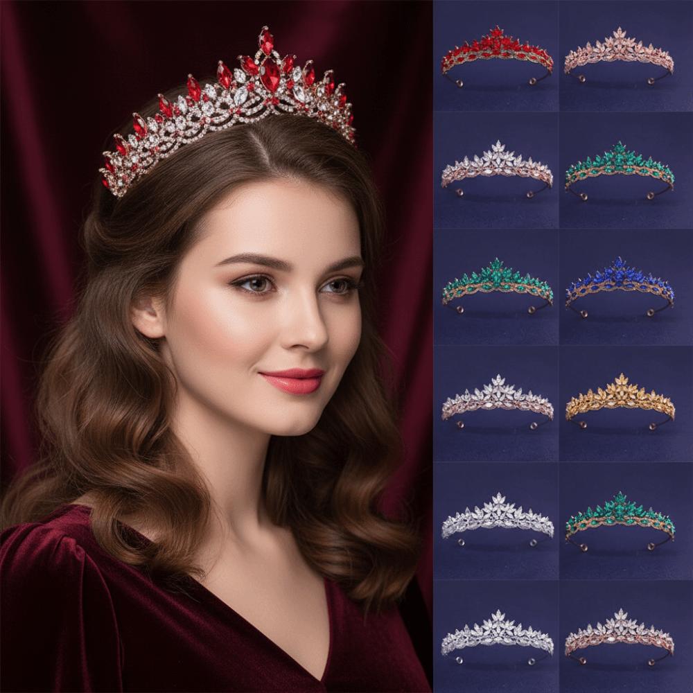 Rhinestone Queen Princess Crown Alloy Bridal Headwear Vintage Crystal Tiaras Dress Party