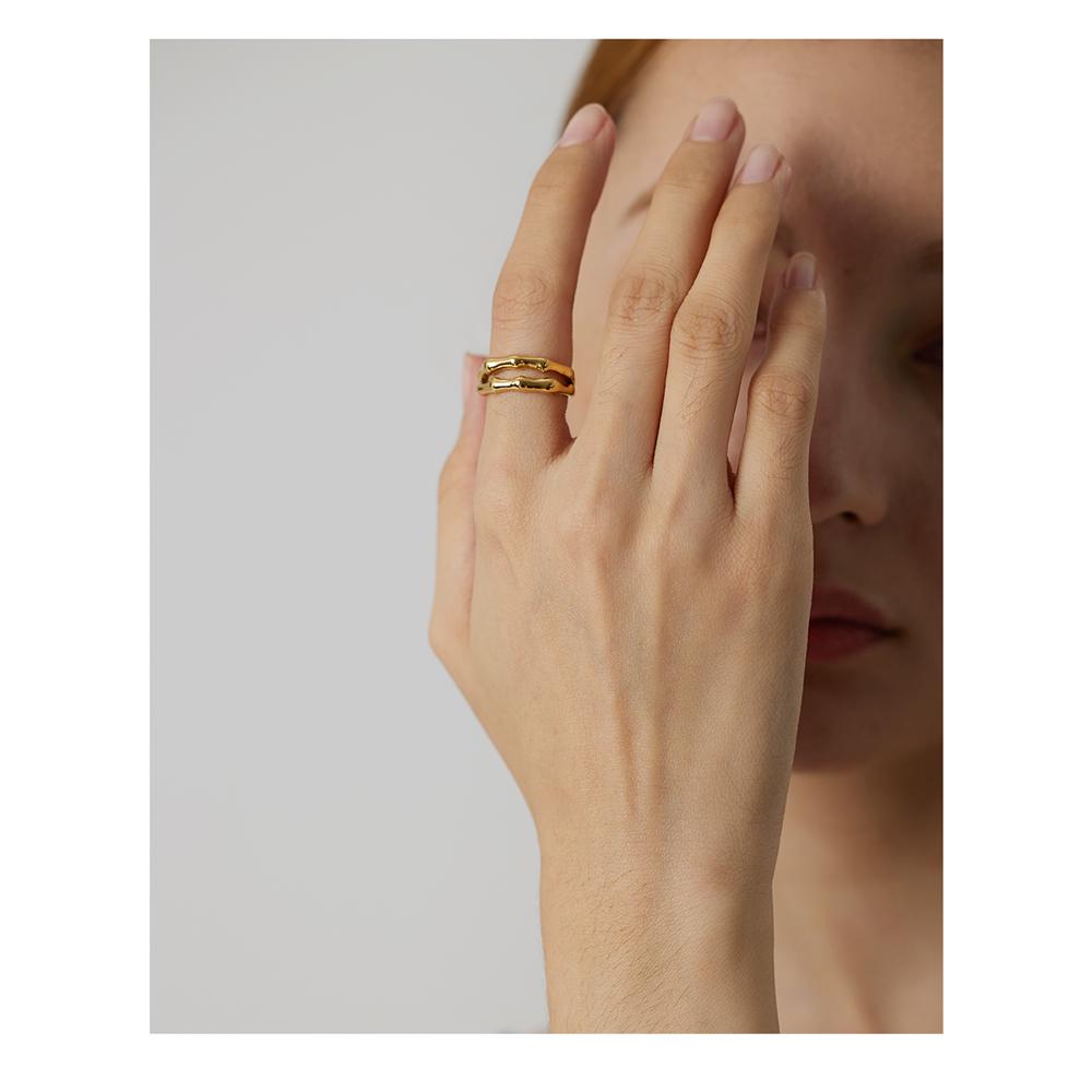 Yhpup 316L Stainless Steel Opening Ring for Women Simple Metal Texture Finger Rope Ring Joyería Acero Inoxidable Mujer Gift