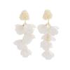 KunJoe Romantic Pure White Flower Long Pendant Earrings for Women Bridal Elegant Imitation Pearl Drop Earrings Wedding Jewelry