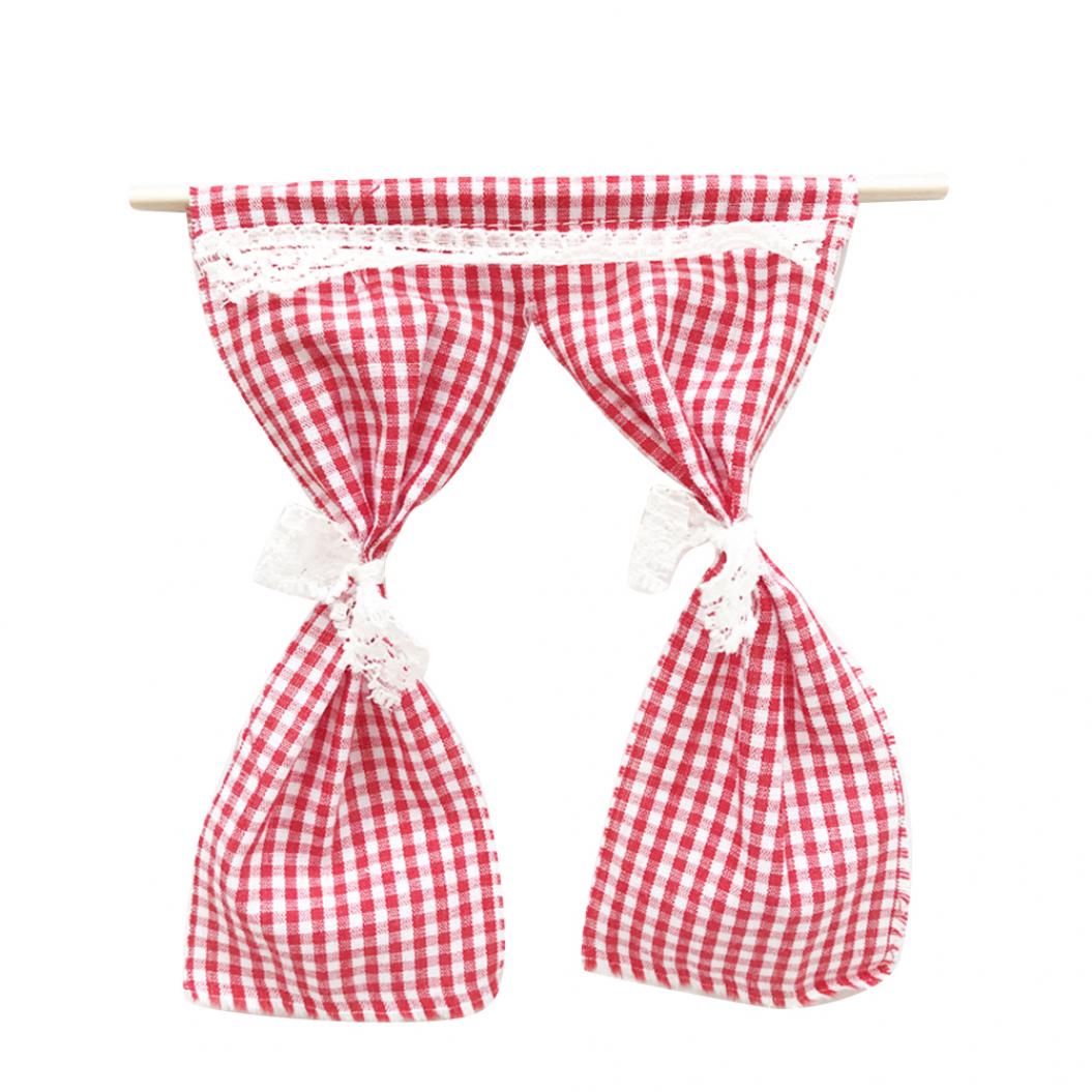 

Шторы с кружевом для кукольного домика синий