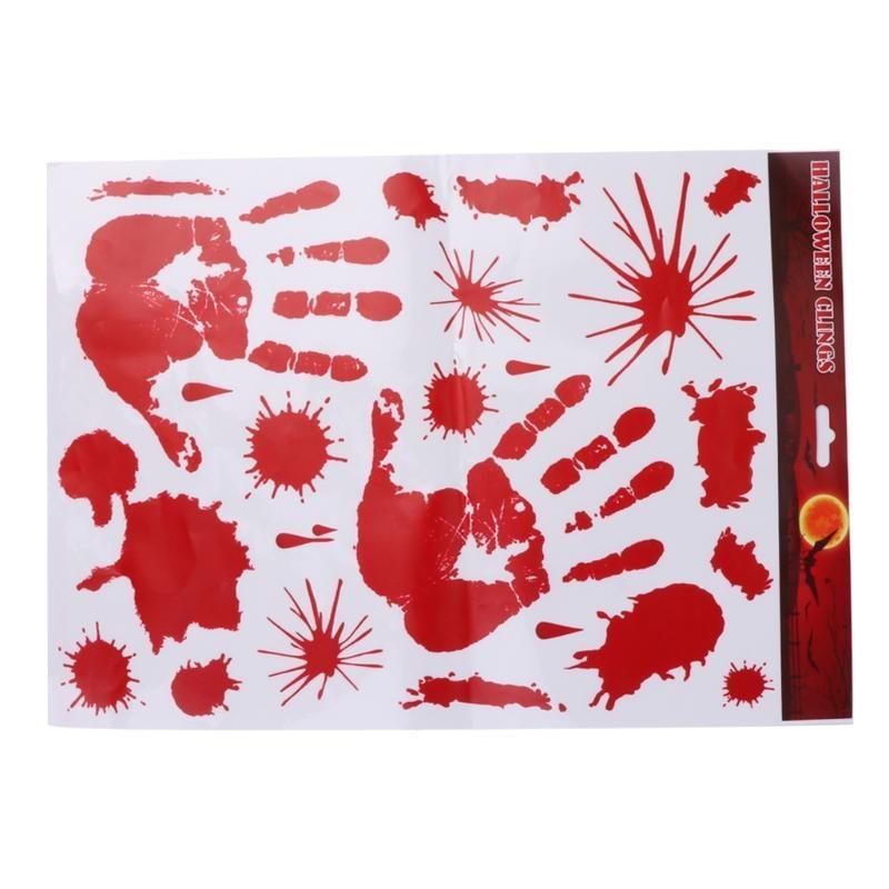 Halloween Bloody Hand Print Window Clings Stickers Party Decorations Prop Sheet top sale