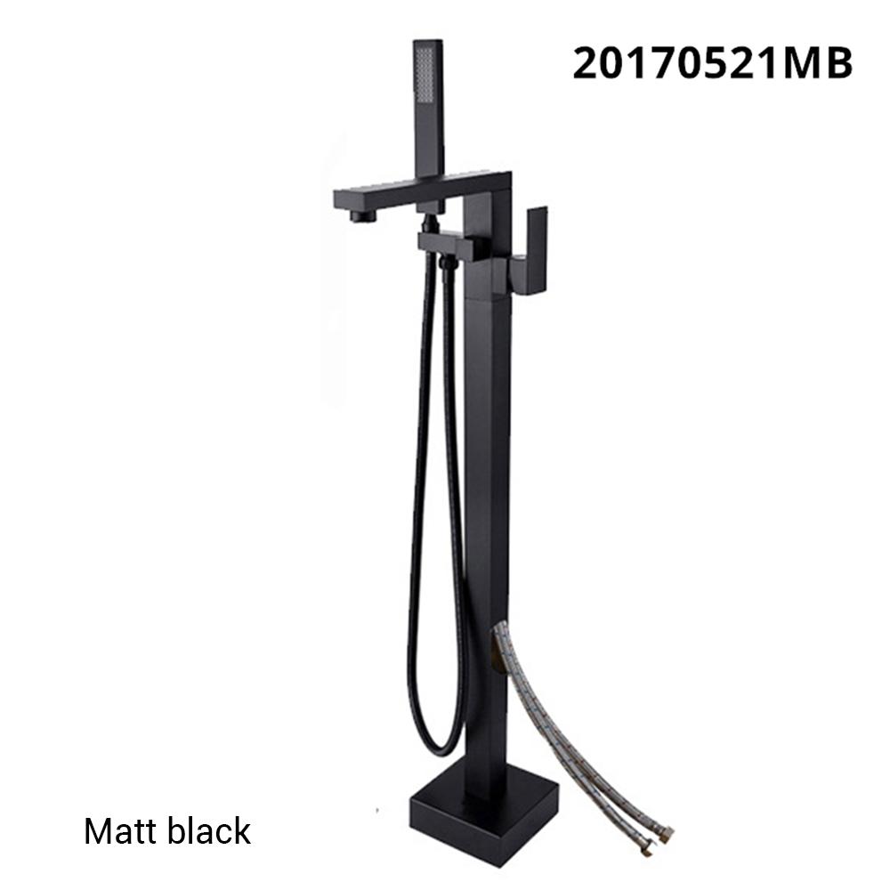Freestanding Bath Bathtub Filler Faucet Mixer Tap Floor Mounted Matte Black Rose Gold Brushed Square Single Handle Spout Shower