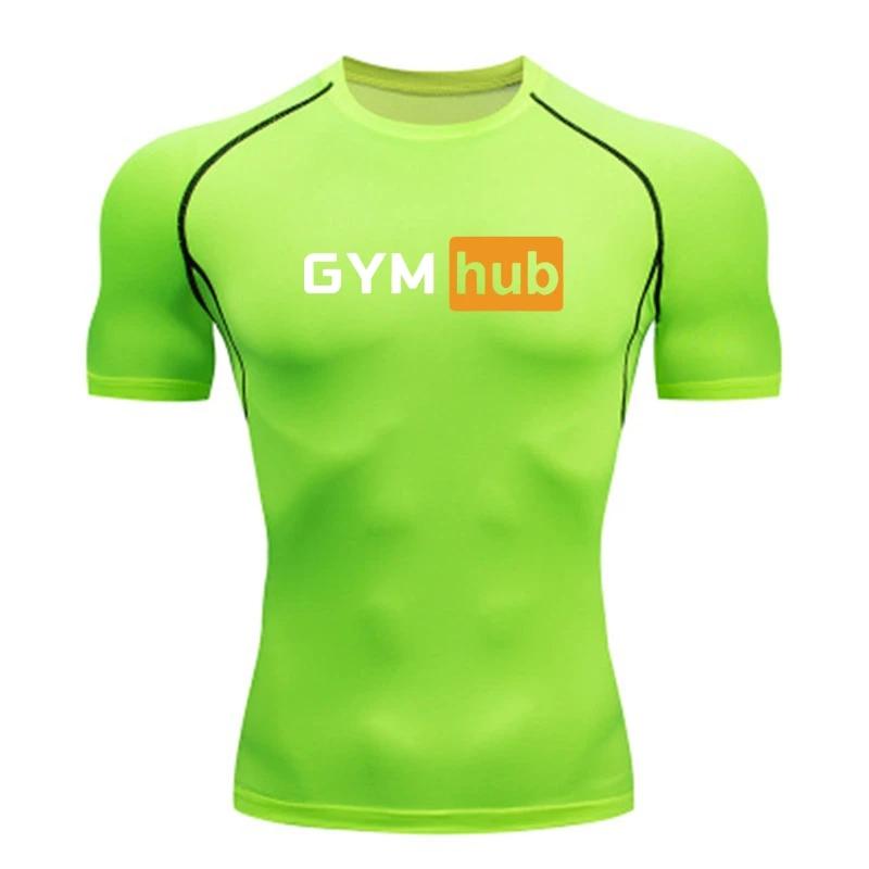 Gym Hub Printed Men's Compression T-Shirt Gym Workout Sport Quick Dry Tight Shirts Outdoor Training Fitness Elasticity Tops Tee