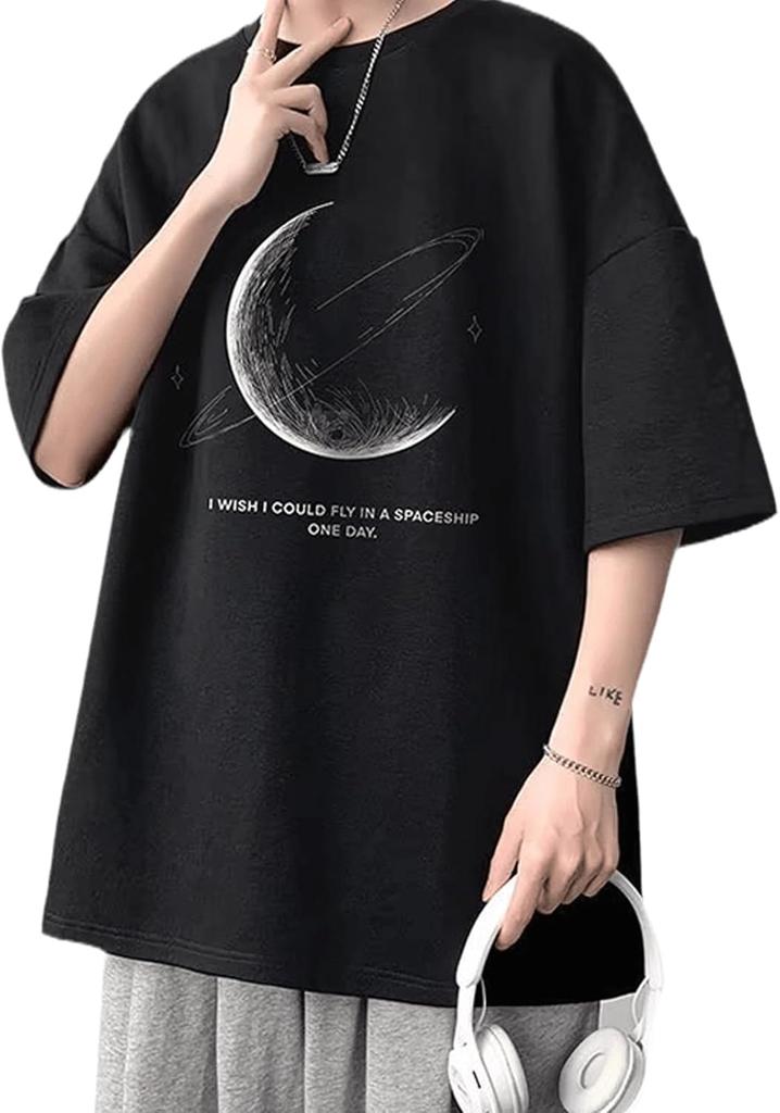 Men's Loose Casual T-Shirt Fashion Trend Pure Cotton Round Neck INS Style top Hip-hop Style Street wear