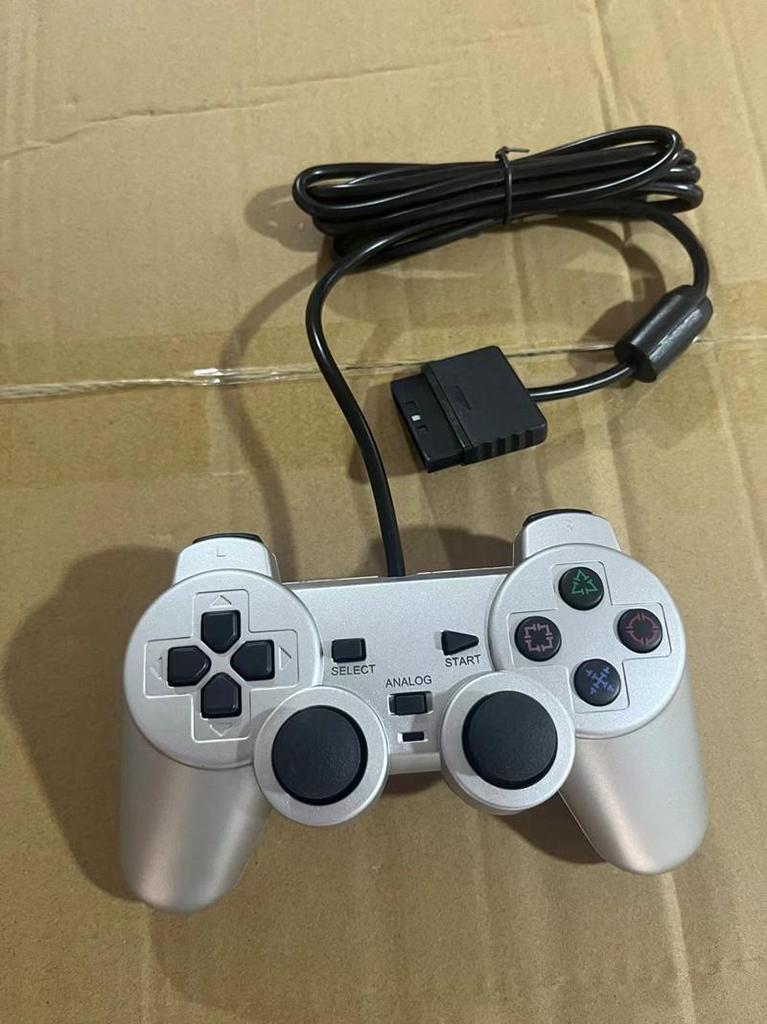 PS2 Game Controller with Snowflake Buttons, Dual Motor Vibration, Transparent Color.