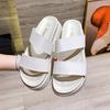 Genuine leather~ Summer double-belt one-word cool slippers with non-slip soft bottom 2025 new open-toed beach women's slippers