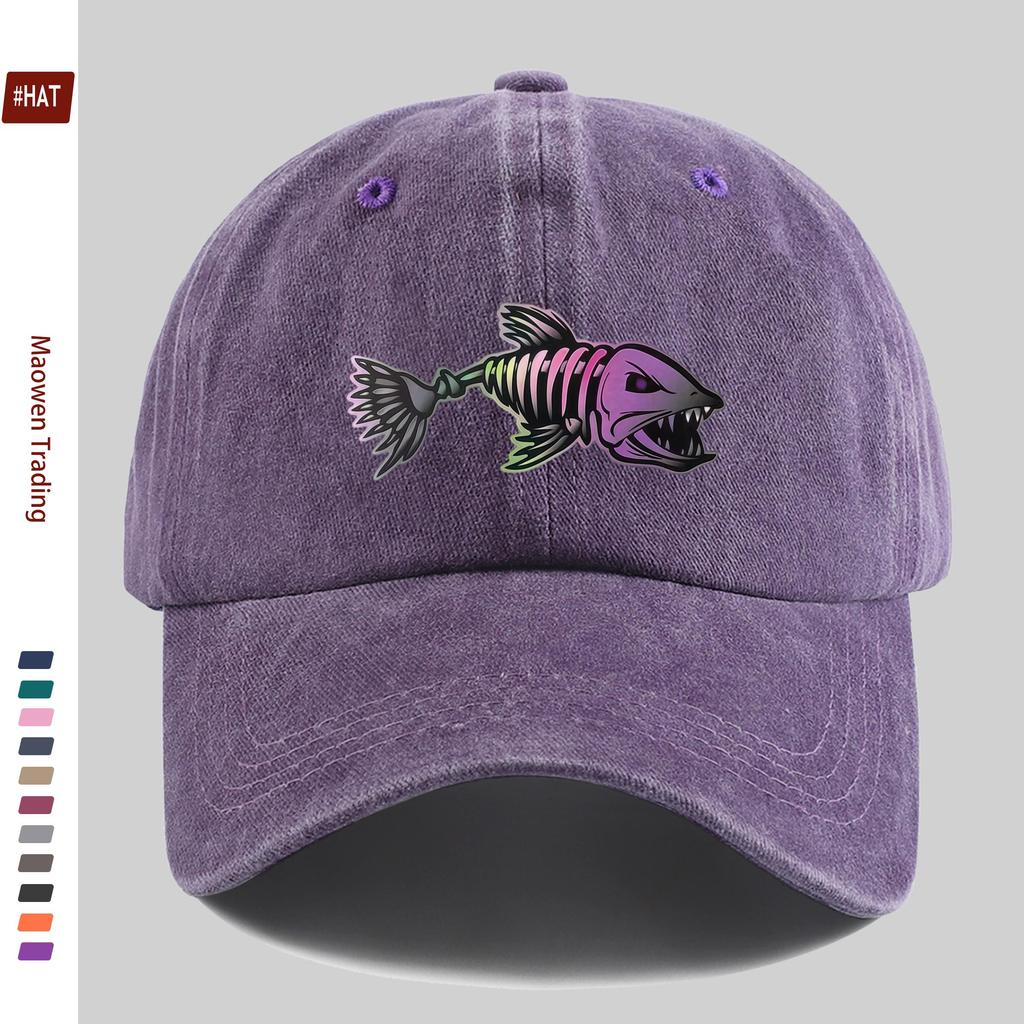 pc Unisex Multicolor Fishbone Pattern Printed Baseball Cap Casual Travel Decorative Sun Hat Comfortable Lightweight MultiCo