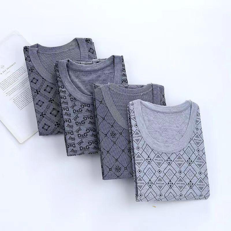 Men's Plus Size Autumn Pure Cotton Thermal Underwear - Middle-Aged and Elderly