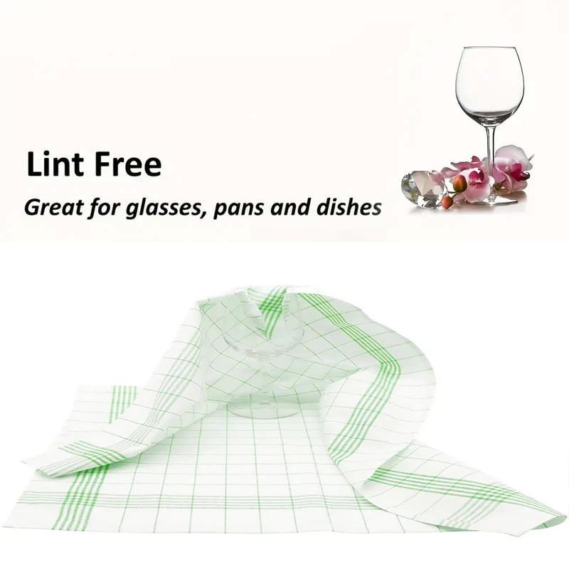 6/12Pcs Kitchen Towels, HOOHNICE, Classic Plaid Dish Towel Scouring Pad