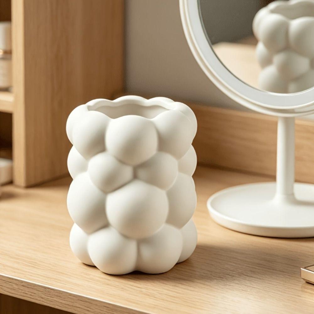3D Printed Desk Storage Box Cloud-shaped Makeup Brush Storage Simple Style Flower Vase Home Decor