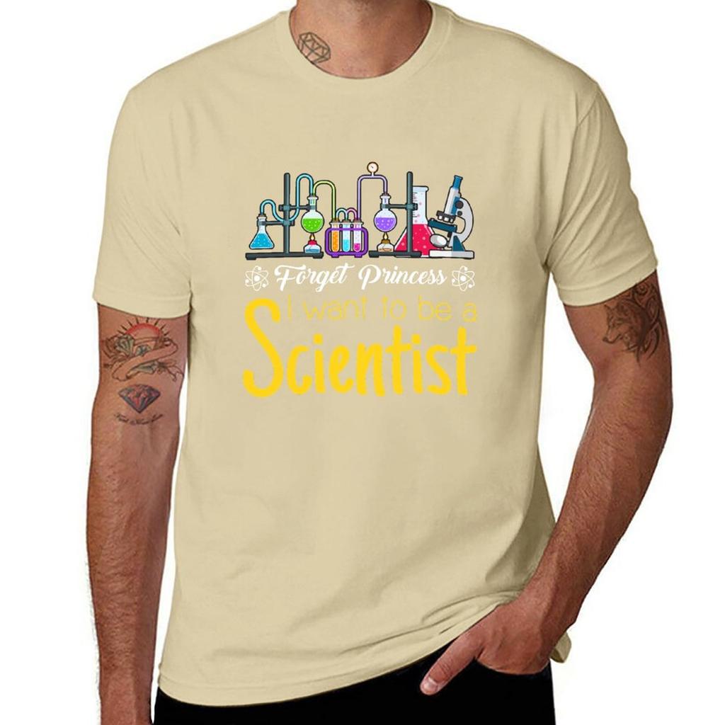 Forget Princess I Want To Be A Scientist T-Shirt Tops Summer Tops for a Boy Shirts Graphic Tees Heavy Weight T Shirts for Men