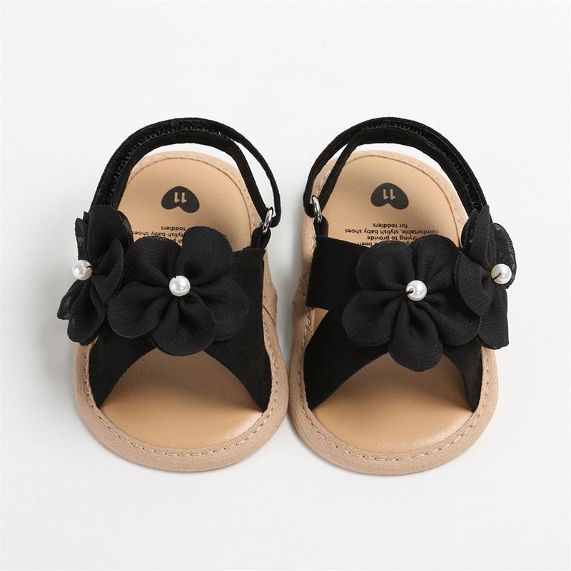 0-18M Kleinkind Baby Mädchen Sommersandalen Niedliche 3D-Blumenverzierungen Rutschfeste Flachsohlen Schuhe Säuglinge Neugeborene Erste Laufschuhe