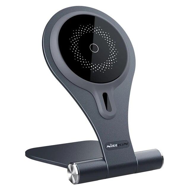 

Магнитное беспроводное зарядное устройство для iPhone 13 Pro Max, быстрое зарядное устройство 15 Вт, подставка для беспроводной зарядки MagStand для IPhone 12 Pro Max серый