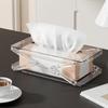 Tissue Box Cover Spring Auto-Lift Paper Towels Container Clear Decorative Tissue Box Covers for Dresser Dining Table Bedside