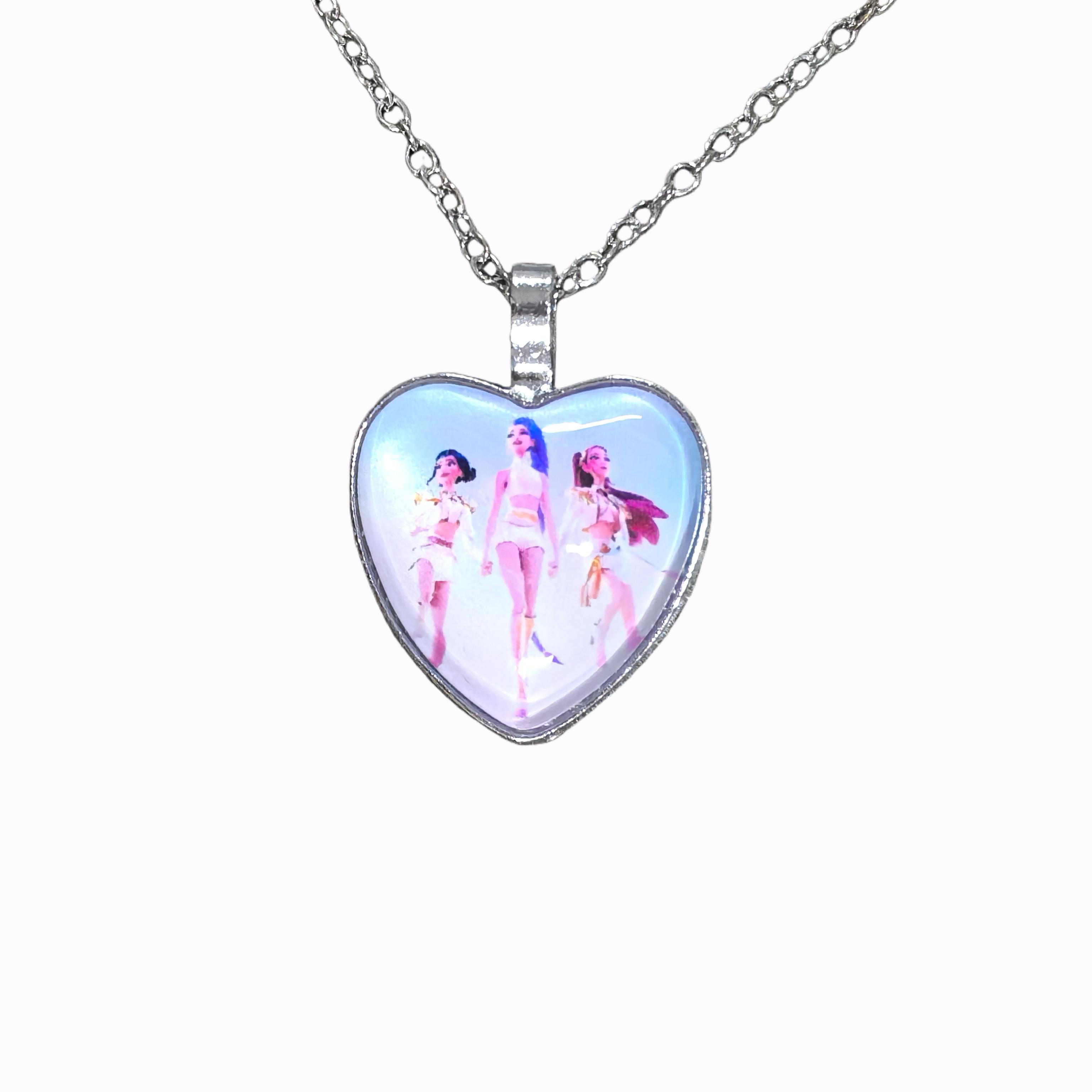 

KPOP Demon Hunters Heart Necklace - Rumi Zoey Mira Anime Film Alloy Jewelry Pendant for Fans Gifts
