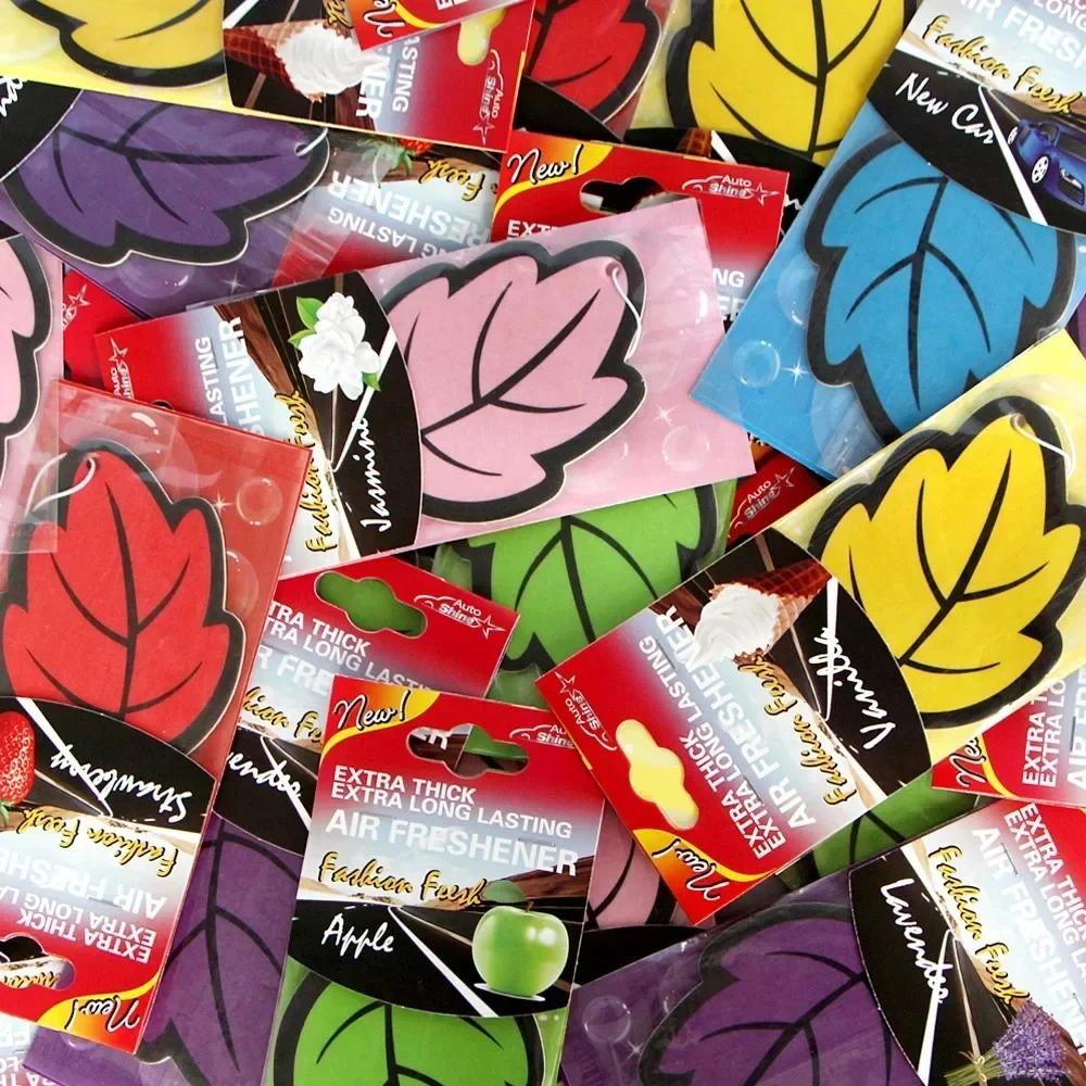 1/6PCS Car Air Freshener Natural Scented Tea Paper Auto Hanging Vanilla Perfume Fragrance Leaf Shape Car Accessories Interior
