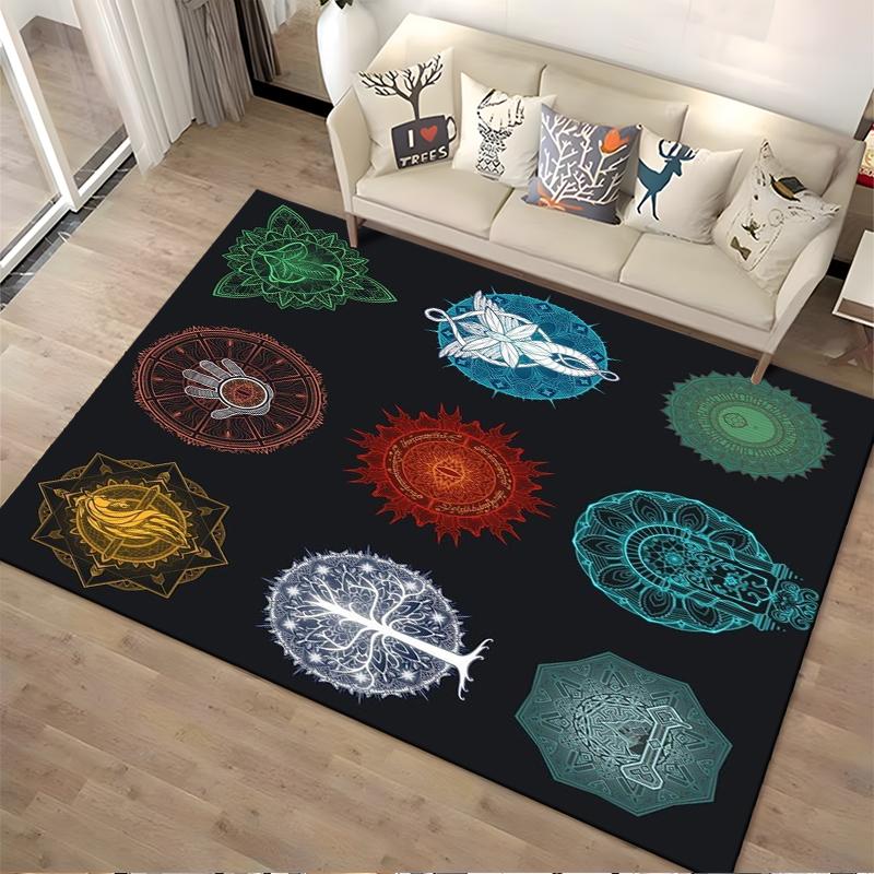 Fantasy Symbol Patterns Rug Non-slip rug suitable for living room and bedroom sofas