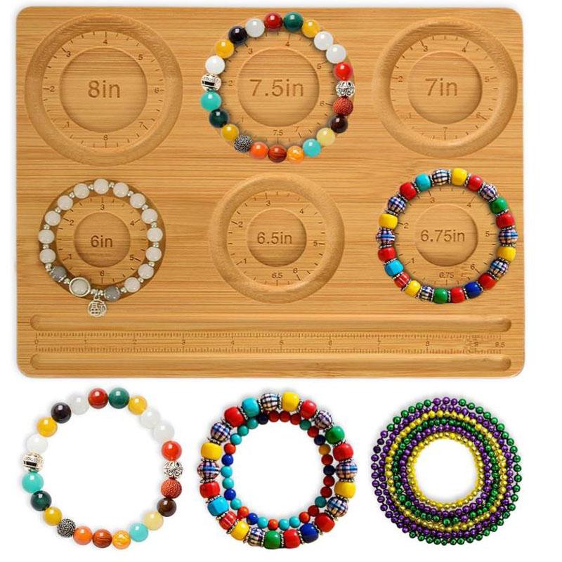 Bamboo Bead Board for Jewelry Making – Natural Bamboo Bracelet & Necklace Design Organizer with Grooved Sizes