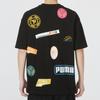 Puma Mix Badge Logo Geometric Pattern Round Neck Short Sleeve T-Shirt Men Tops Black 537795-01