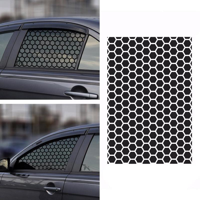 Universal 75X50cm Hexagon Geometric Mesh Pattern Vinyl Sticker For Window Car Accessories Self-Adhesive Side Window Sun Shade