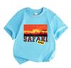 Kids Boys Girls Crew Neck Short Sleeve 100% Cotton T-Shirt, African Safari Savannah Sunset Graphic Casual Tees for Children Summer Soft Breathable Top