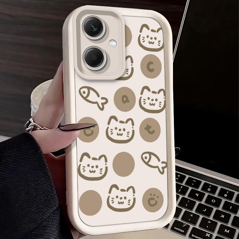 Cartoon Cat Fish Dot Print Case for Xiaomi Redmi Note 14 13 12 Turbo 11S 4G 11 10 Pro Plus 9 14C 13C 12C 9C A2 A1 Cover Funda