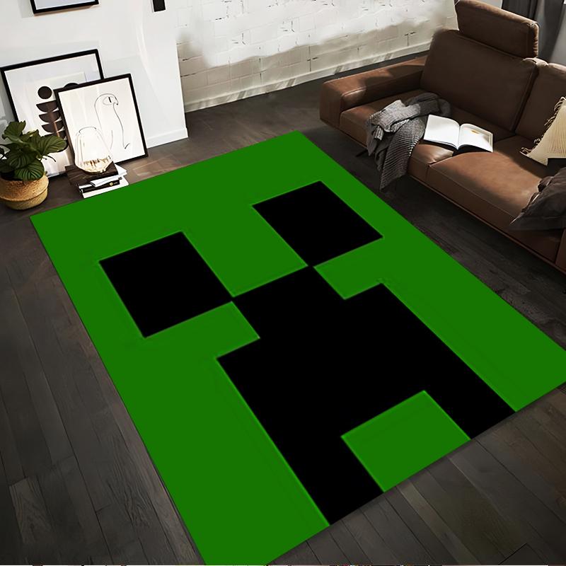 Minecraft Creeper Design Rug. Non-slip Rug Suitable for Living Room and Bedroom Sofas.
