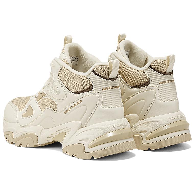 Skechers DLites Comfortable Versatile Breathable Rebound High-Top Running Shoes Women Sneakers Beige 168023-WLPK
