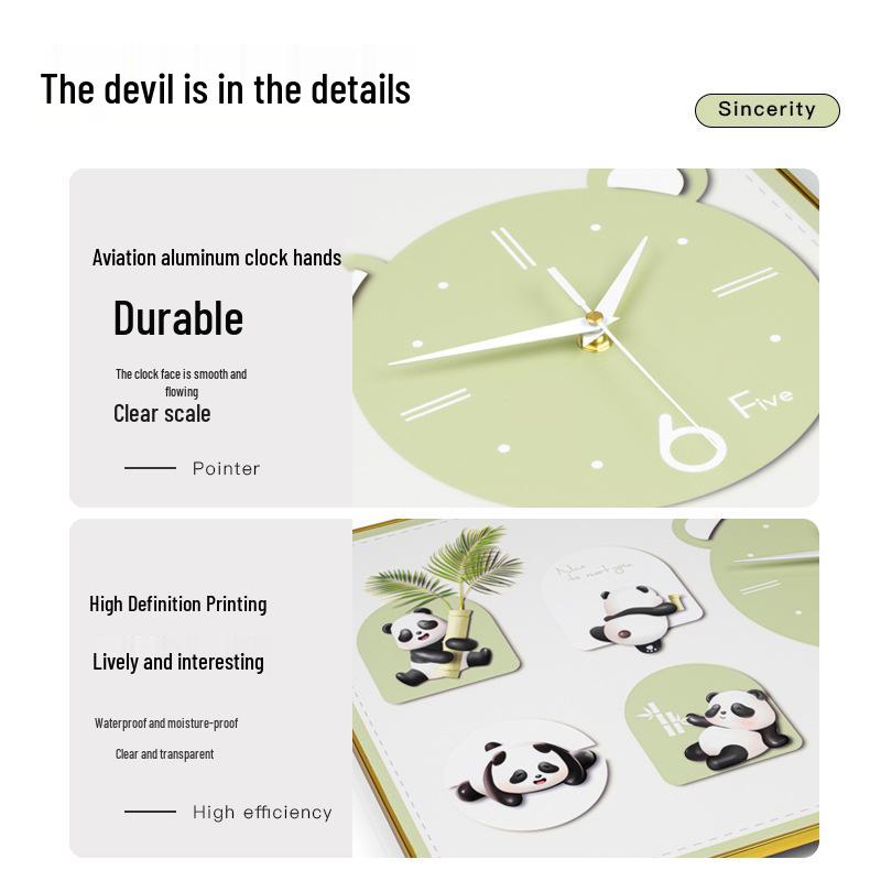 Modern Luxury Panda Wall Clock: High-End Creative Home Decor for Living Room